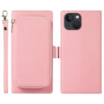 Magnetyczne Etui 2-w-1 z Zamkiem Błyskawicznym do iPhone 14 Plus - Róż