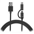 Tkany Kabel MicroUSB i Typ C 4smarts ComboCord - 1m - Czarny