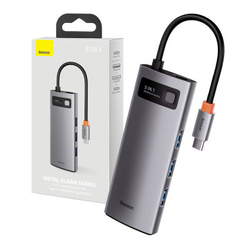 Hub 5w1 Baseus Metal Gleam Series CAHUB-CX0G, USB-C na 3x USB 3.0 + HDMI + USB-C PD