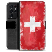 Etui Portfel - Samsung Galaxy S21 Ultra 5G - Szwajcarska Flaga