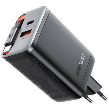 Ładowarka Acefast A111 67W GaN ze zwijanym kablem USB-C, portami USB-C i USB-A - wtyczka EU