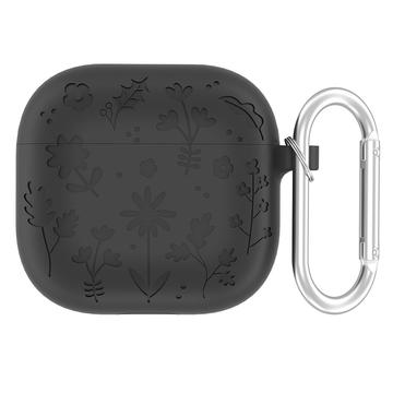 AirPods 4 Flower Pattern Etui silikonowe z karabińczykiem