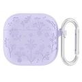 AirPods 4 Flower Pattern Etui silikonowe z karabińczykiem