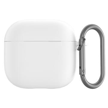 AirPods 4 Silikonowe Etui z Karabińczykiem - Biel