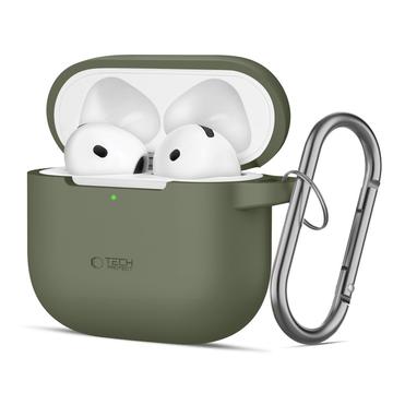 Etui na haczyk silikonowy AirPods 4 Tech-Protect - Oliwkowo-zielony