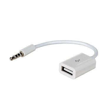 Adapter Akyga USB do AUX 15cm - USB-A żeński/3,5mm męski - biały