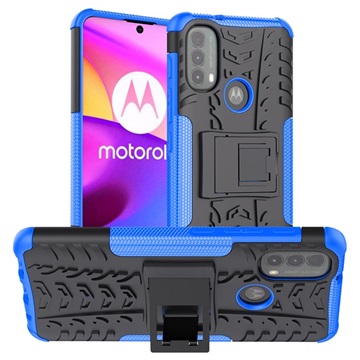 Motorola Moto E20/E30/E40 Antypoślizgowy Hybrydowy Pokrowiec - Błękit / Czerń