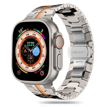 Apple Watch Series Ultra 2/Ultra/9/8/SE (2022)/7/SE/6/5/4/3/2/1 Pasek Tech-Protect ze stali nierdzewnej - 49 mm/45 mm/44 mm/42 mm - tytanowy/pomarańczowy