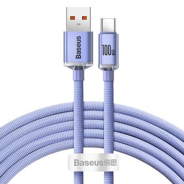 Kabel Baseus Crystal Shine USB-A / USB-C - 1.2m, 100W - fioletowy