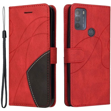 Motorola Moto G50 5G Etui-Portfel Bi-Color Series - Czerwień