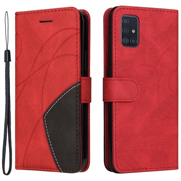 Samsung Galaxy A51 Etui-Portfel Bi-Color Series - Czerwień