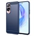 Honor 90 Lite/X50i Szczotkowane Etui z TPU - Włókno Węglowe - Błękit