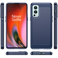 Szczotkowane Etui z TPU do OnePlus Nord 2 5G - Włókno Węglowe - Błękit