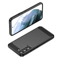 Szczotkowane Etui z TPU do Samsung Galaxy S22 5G - Włókno Węglowe - Czarne