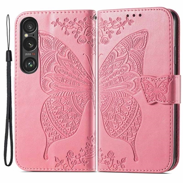 Sony Xperia 1 VI Etui-Portfel seria Butterfly - Róż