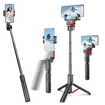 Stabilizator gimbalowy C10 Selfie Stick z funkcją śledzenia twarzy AI - czarny/czerwony