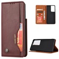 Samsung Galaxy S21 5G Etui-Portfel z serii Card Set - Czerwone Wino