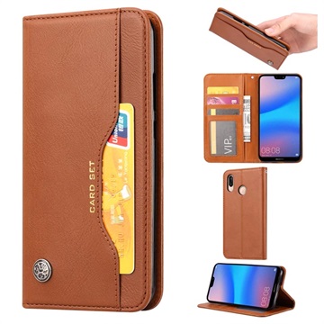 Huawei P30 Lite Etui-Portfel z serii Card Set - Brąz