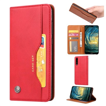 Huawei P30 Etui-Portfel z serii Card Set - Czerwone