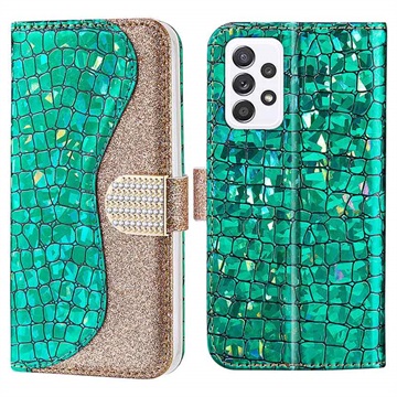 Etui-Portfel z Serii Croco Bling do Samsung Galaxy A53 5G - Zieleń