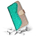 Etui-Portfel z Serii Croco Bling do Samsung Galaxy A53 5G - Zieleń