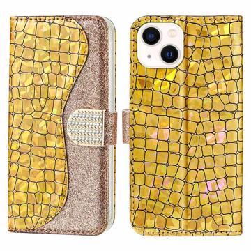 Etui-Portfel z Serii Croco Bling do Samsung Galaxy A13 5G - Różowe Złoto