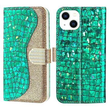 Etui-Portfel z Serii Croco Bling do Samsung Galaxy A13 5G - Różowe Złoto