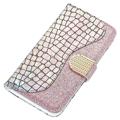 Etui-Portfel z Serii Croco Bling do iPhone 14 - Różowe złoto