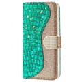 Etui z Portfelem Croco Bling do iPhone 13 Mini - Zieleń