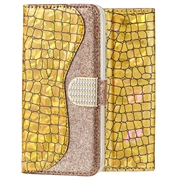 Etui z portfelem Croco Bling do telefonu iPhone XS Max - Złote