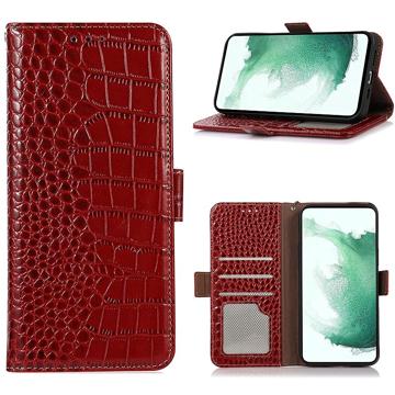 Motorola Moto G32 Skórzane Etui z Portfelem Crocodile z RFID - Czarne