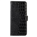 Samsung Galaxy A53 5G Skórzane Etui z Portfelem Crocodile z RFID - Czarne