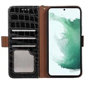 Samsung Galaxy A53 5G Skórzane Etui z Portfelem Crocodile z RFID - Czarne