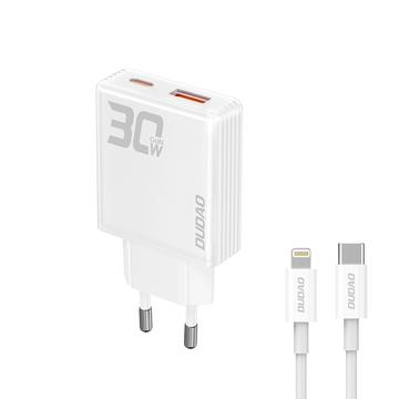 Ładowarka ścienna Dudao A30EUL 30W GaN z kablem Lightning - biała