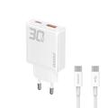 Dudao A30EUT 30W GaN Wall Charger z kablem USB-C - biały