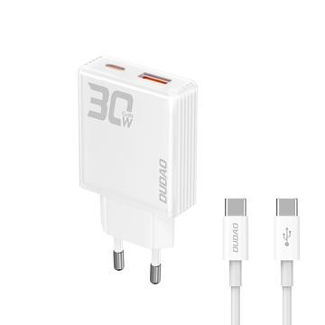 Dudao A30EUT 30W GaN Wall Charger z kablem USB-C - biały