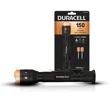 Aluminiowa latarka LED Duracell z funkcją zoom - 150lm