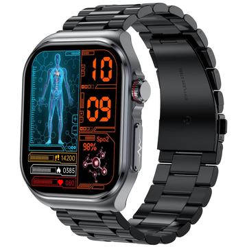 Smartwatch ET585 z wyświetlaczem AMOLED z funkcją EKG, połączeniem alarmowym SOS - czarny