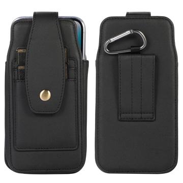 Eleganckie uniwersalne etui z klipsem do paska 6.7" - kieszenie na karty, karabińczyk - czarne