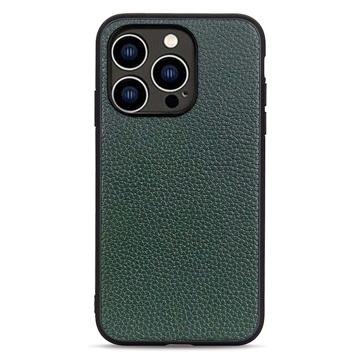 Eleganckie Skórzane Etui - iPhone 14 Pro - Zielony