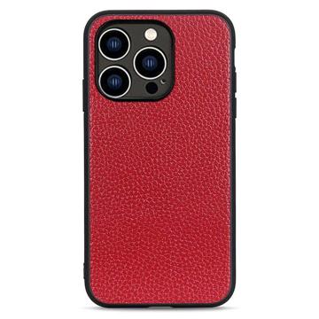 Eleganckie Skórzane Etui - iPhone 14 Pro - Czerwień