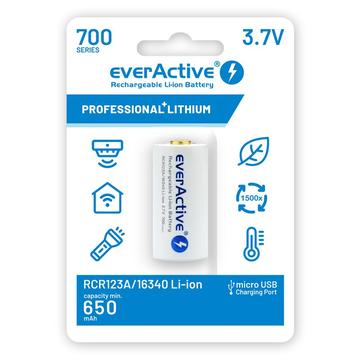 Akumulator EverActive RCR123/16340 z portem microUSB 700mAh