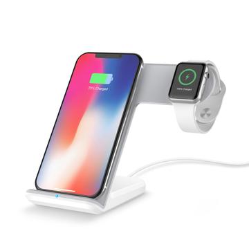 Stojak do bezprzewodowego ładowania F11 2 w 1 do telefonu komórkowego i smartwatcha Bezprzewodowa szybka ładowarka Qi do iPhone Samsung Apple Watch