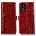 Samsung Galaxy S23 Ultra 5G Skórzane Etui z Portfelem Crocodile z RFID