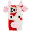 iPhone 14 Pro Etui Hybrydowe Fluffy Plush - Czerwień Krowa