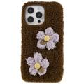 iPhone 14 Pro Etui z TPU Seria Fluffy Flower - Brąz