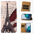 Etui-Portfel z Serii Glam Motorola Moto E20/E30/E40 - Wieża Eiffla