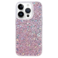 iPhone 15 Pro Max Etui z TPU Glitter Flakes - Róż