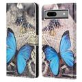 Google Pixel 8a Etui Portfel Style Seria - Niebieski Motyl