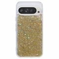 Google Pixel 9 Pro XL Etui z TPU Glitter Flakes - Złoto